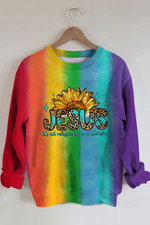 Sunflower Jesus Rainbow Ombre Sweatshirt