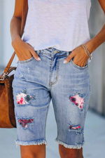 Purple Ombre Patchwork Jeans Shorts