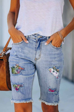 Ombre Patchwork Jeans Shorts
