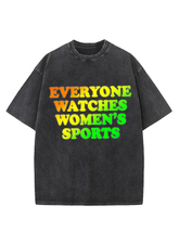 Watches Women‘s Sports Washed Distressed Oversize 100%Cotton Crewneck T-shirt