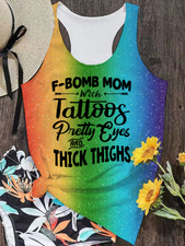 F-bomb Mom with Tattoos Sunshine Rainbow Ombre Color Tank