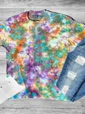 Multicolor Ombre Printed Short Sleeve Round Neck T-shirt
