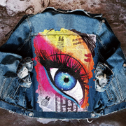 Evil Eye Printed Denim Jacket